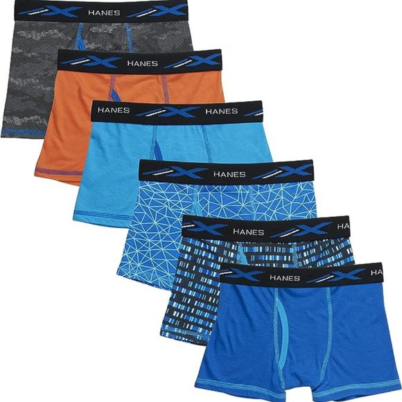 Hanes Boys' 6pk Print X-Temp Boxer Briefs New With Tags Size Small - Picture 1 of 5